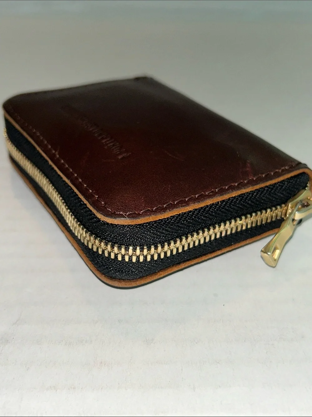 Portland Leather Goods small brown zip around accordion wallet
